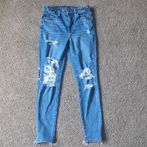 American Eagle Outfitters Ripped Skinny Jeans in Medium Blue